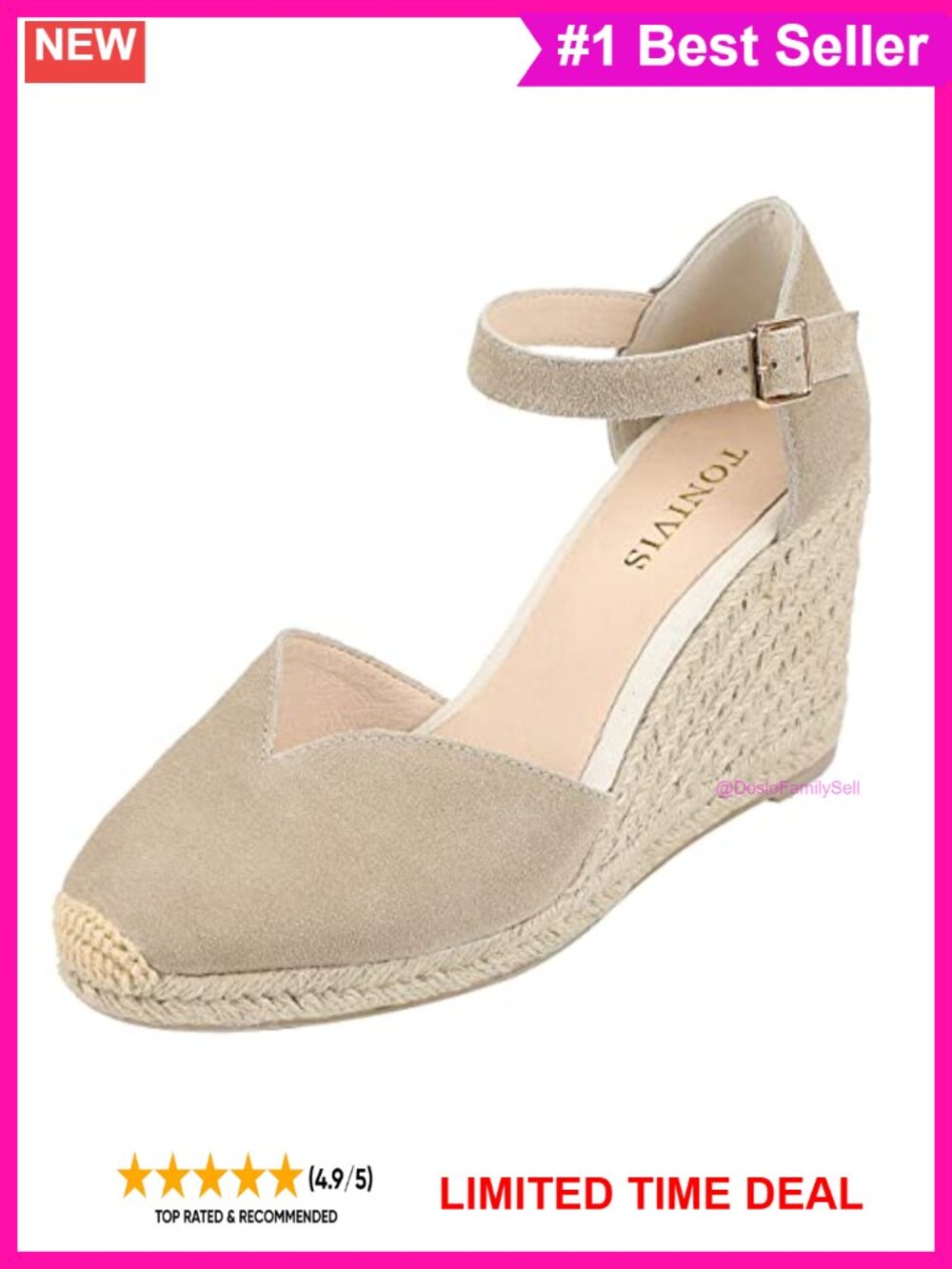 Suede Closed Toe Espadrille Wedge Sandals Ankle Strap
